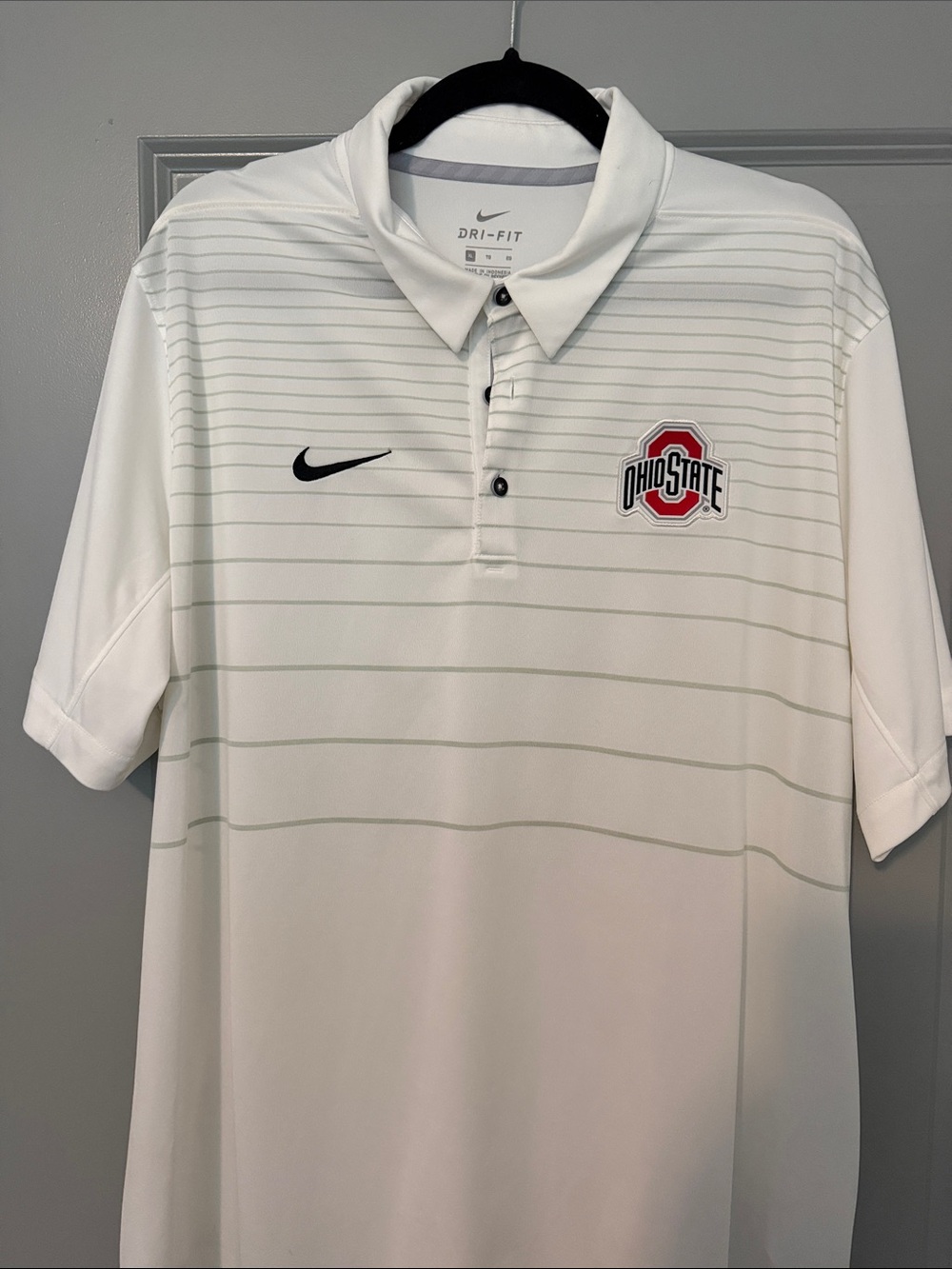 Nike White Men’s Polo with Ohio State Logo